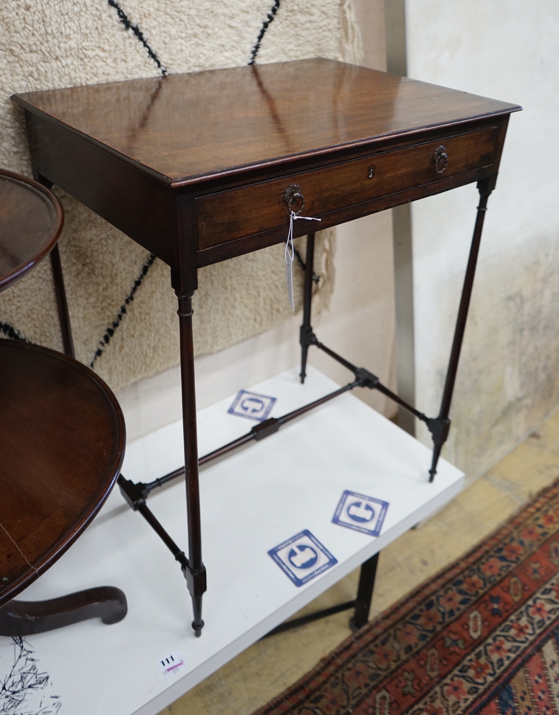 A George III rectangular mahogany side table, width 61cm, depth 45cm, height 77cm